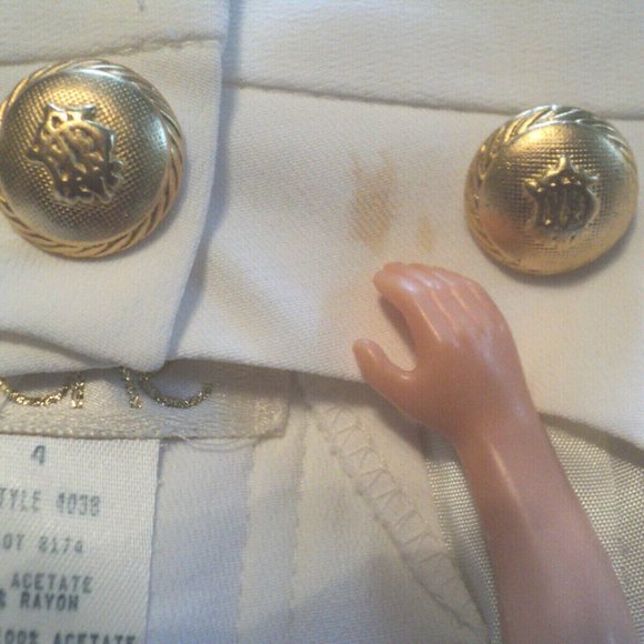 NEW Cache Pants White Size 4 Gold Crest Buttons Straight Leg Lined Made in USA - Picture 8 of 8